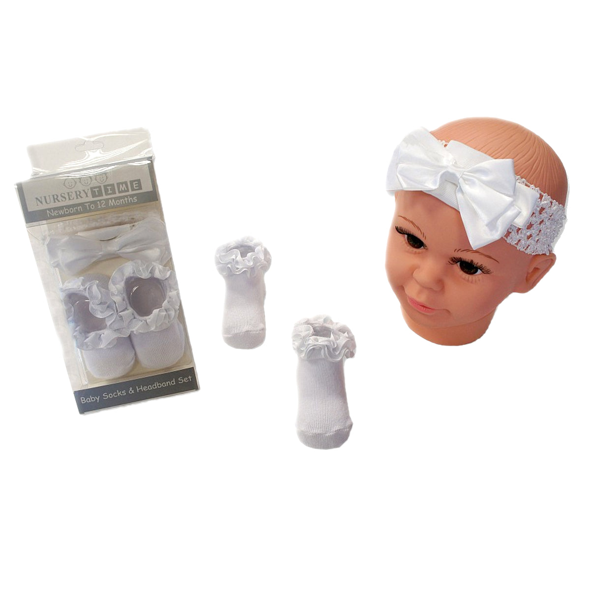 Baby Girls Headbands & Booties Set