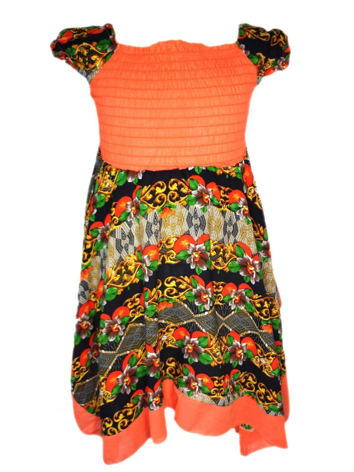Girls Summer Floral Handkerchief Sun Dress - Orange