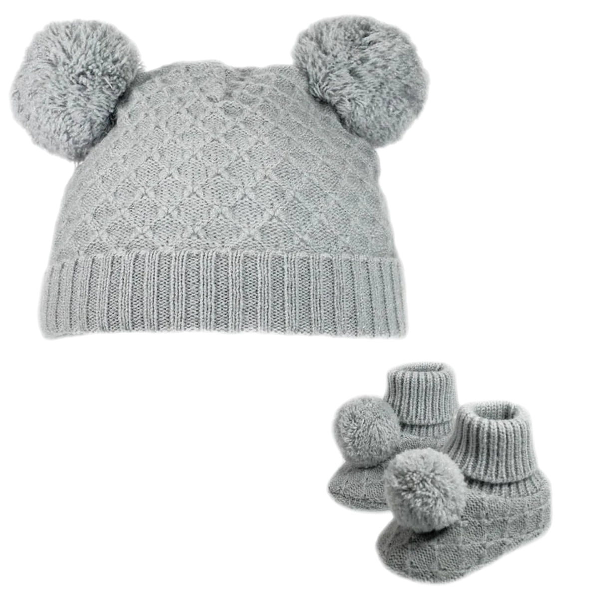 Baby Girls Pom Pom Hat With Booties Set