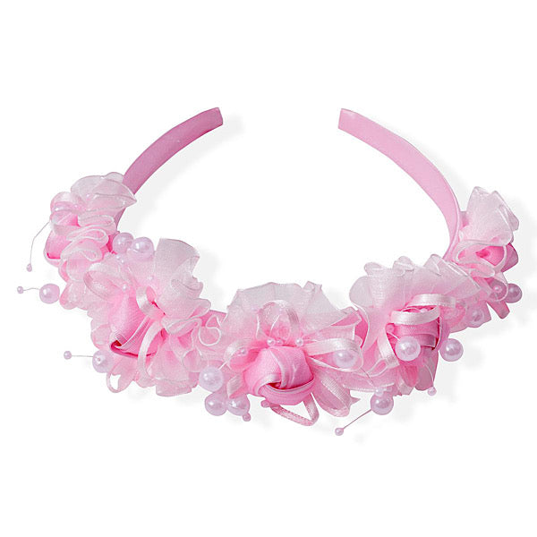 Organza Beaded Rosebud Headband