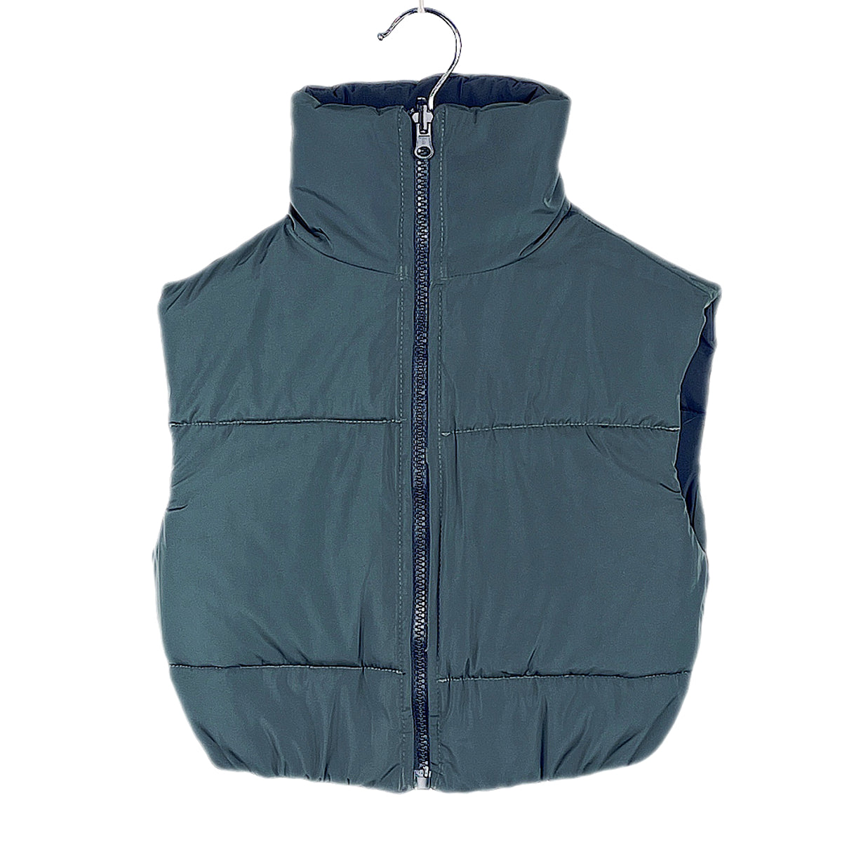 Girls Reversible Gilet Bodywarmer Cropped Sleeveless Jacket 2 in 1 - Khaki