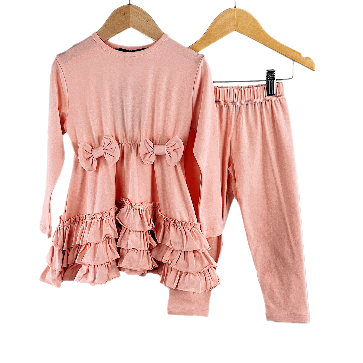 Girls Loungewear Fancy Dress Pleated Bow Set