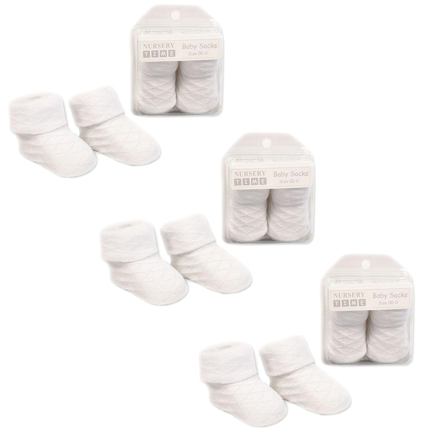 Baby Girls Perforated Diamond Ribbed Turnover Ankle Socks