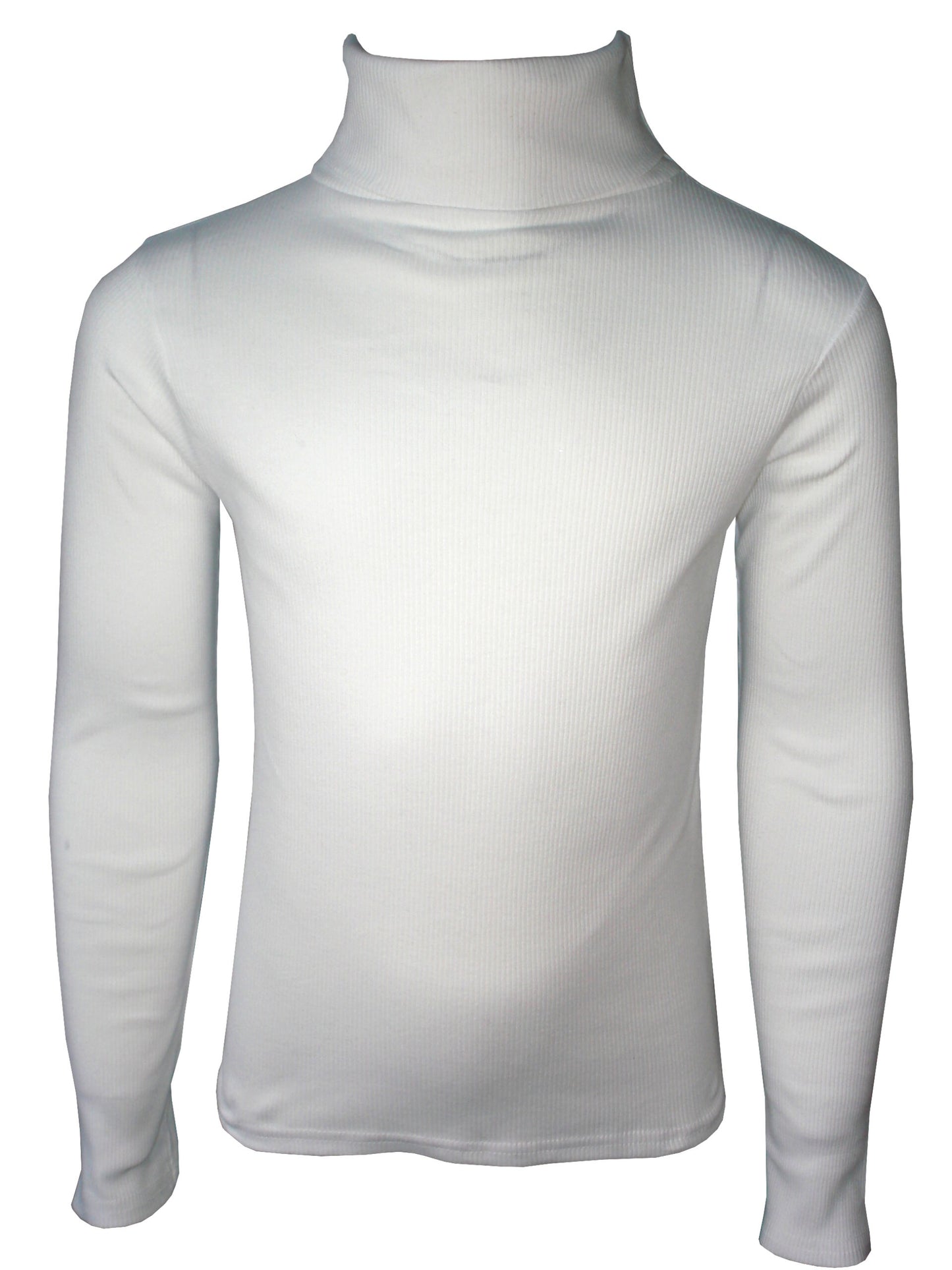 Girls Ribbed Polo Neck Tops - White Rib