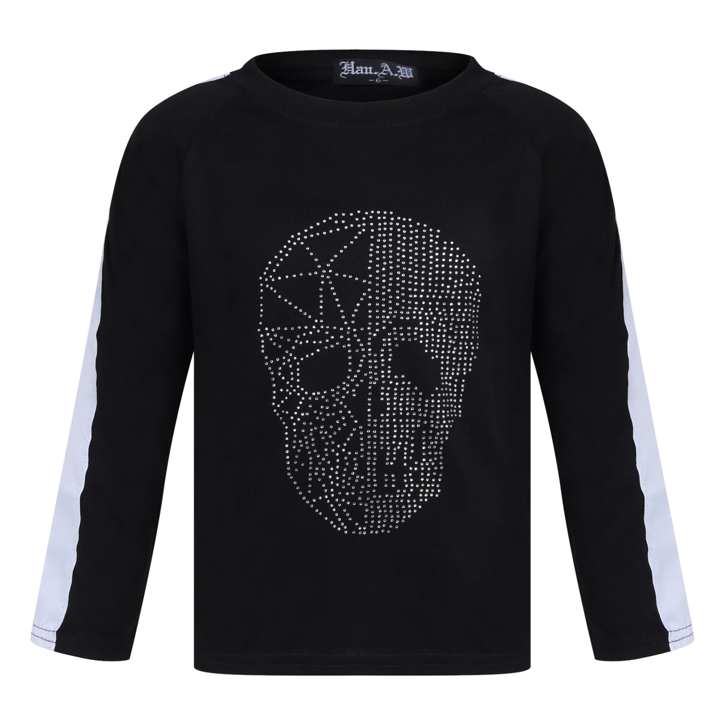 Boys Silver Skull Face Studded Tops