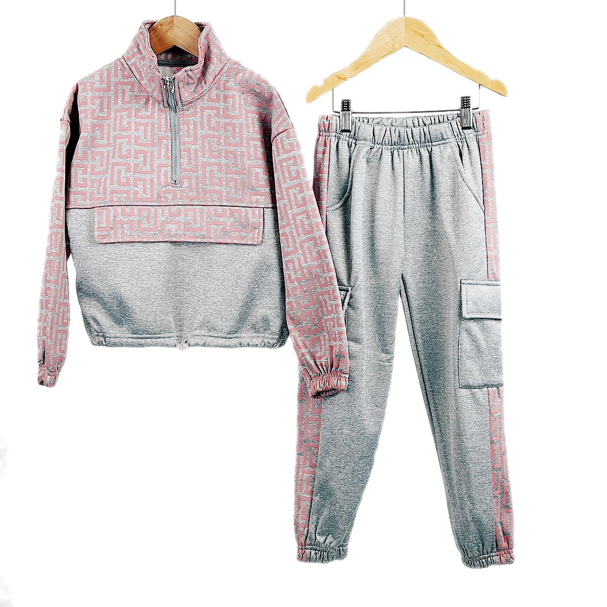 Girls Tracksuit Greek Key Print Outfits