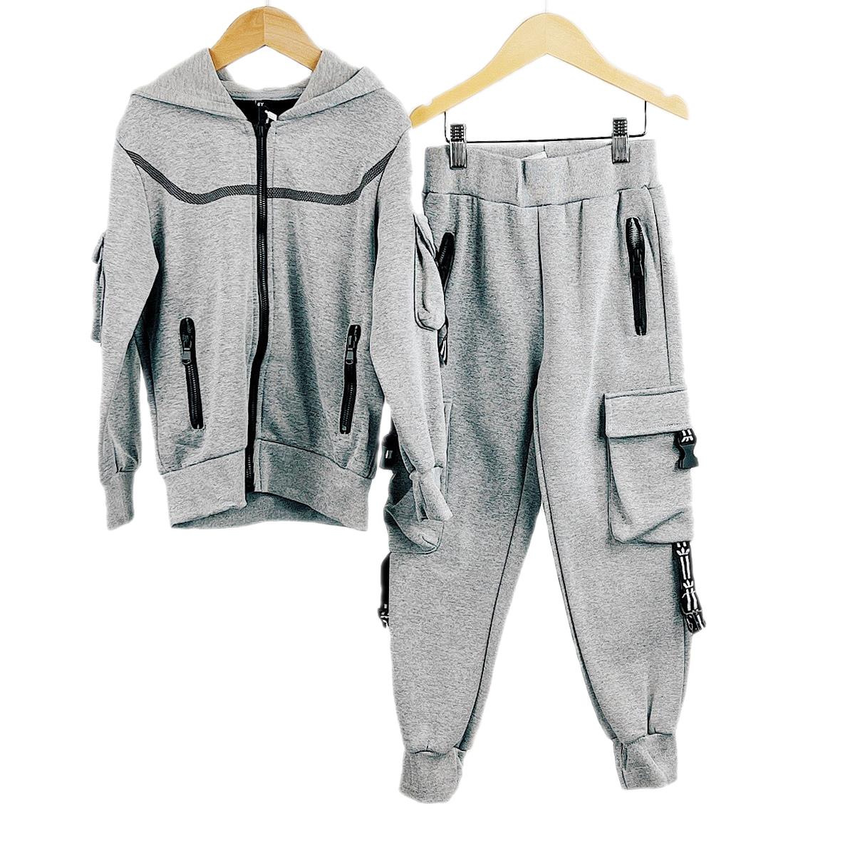 Boys Tracksuits Hooded Padded Stripes Outfits Streetwear