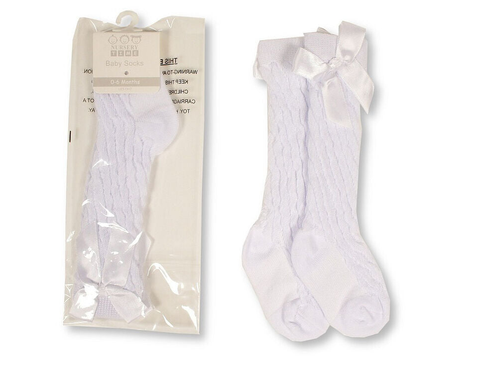 Baby Infant Socks Knee High With Bow 6 - 12 Months Babies Infant