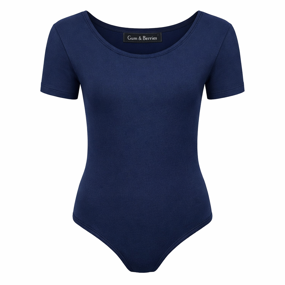 Girls Dance Leotard Plain Microfibre Stretchy Ballet Short Sleeve Bodysuit Gym