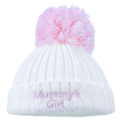 Baby Knitted Pom Pom Hat Boy Girl Winter Bobble Mummy Daddy Prince Princess 0-12