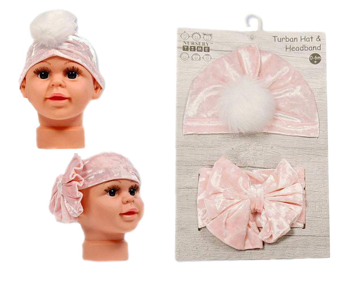 Baby Girls Velvet Headband & Hat