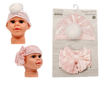 Baby Girls Velvet Headband & Hat