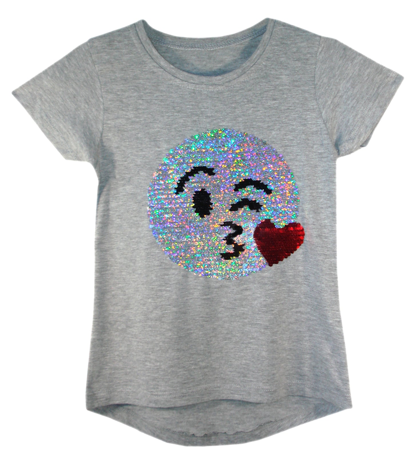 Girls Shiny Sequin Face T-Shirt