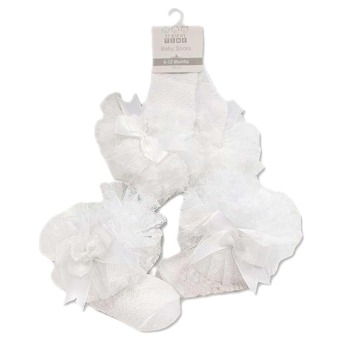 Baby Girls Socks Cotton Rich Spanish Bow Lace Wedding Stocking Socks with Bows Ribbon Top Party Ribbed Ankle Socks 0-18 Months