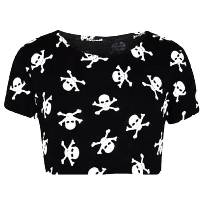 Girls Halloween Costumes Skull Cropped T-Shirt  Set Swing Dress Jumpsuit