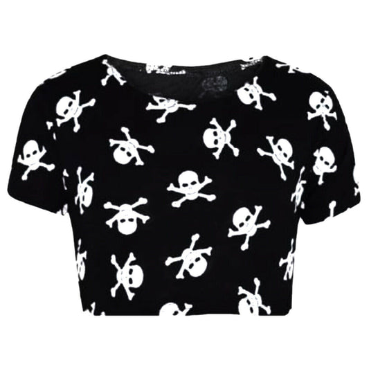 Girls Halloween Costumes Skull Cropped T-Shirt  Set Swing Dress Jumpsuit