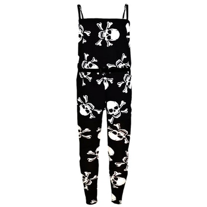 Girls Halloween Costumes Skull Cropped T-Shirt  Set Swing Dress Jumpsuit