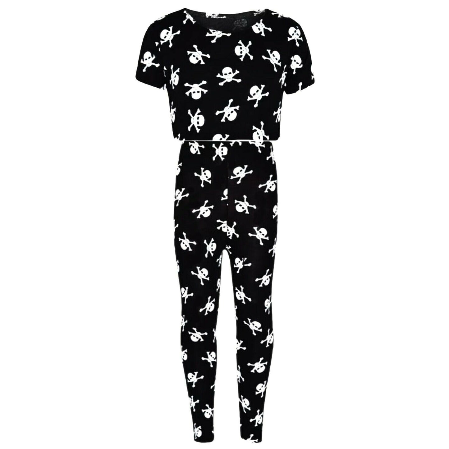 Girls Halloween Costumes Skull Cropped T-Shirt  Set Swing Dress Jumpsuit