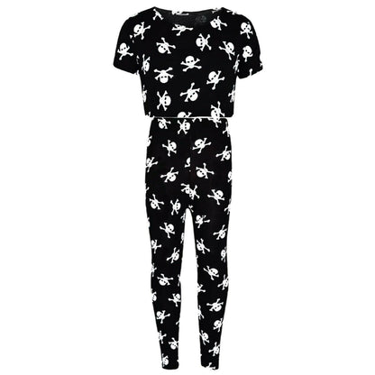 Girls Halloween Costumes Skull Cropped T-Shirt  Set Swing Dress Jumpsuit