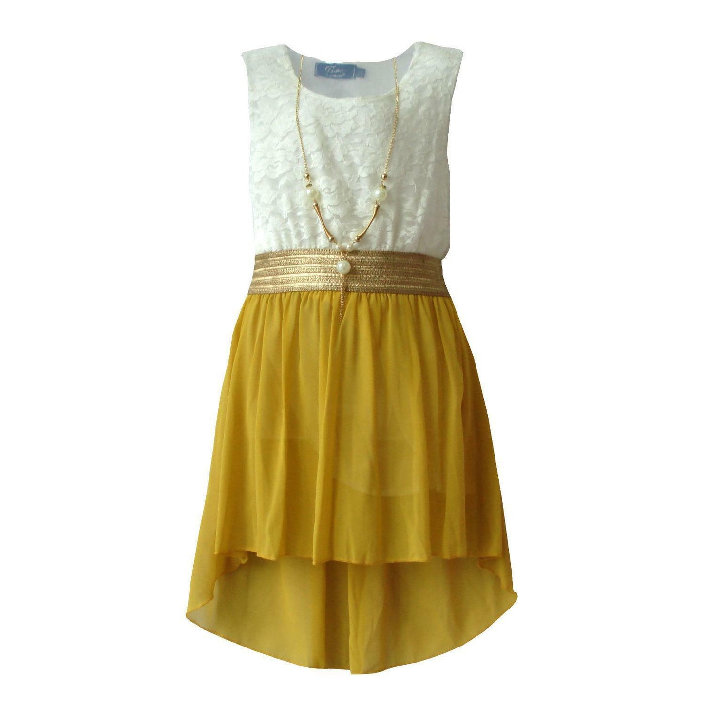 Girls Sleeveless Asymmetrical Chiffon Dress