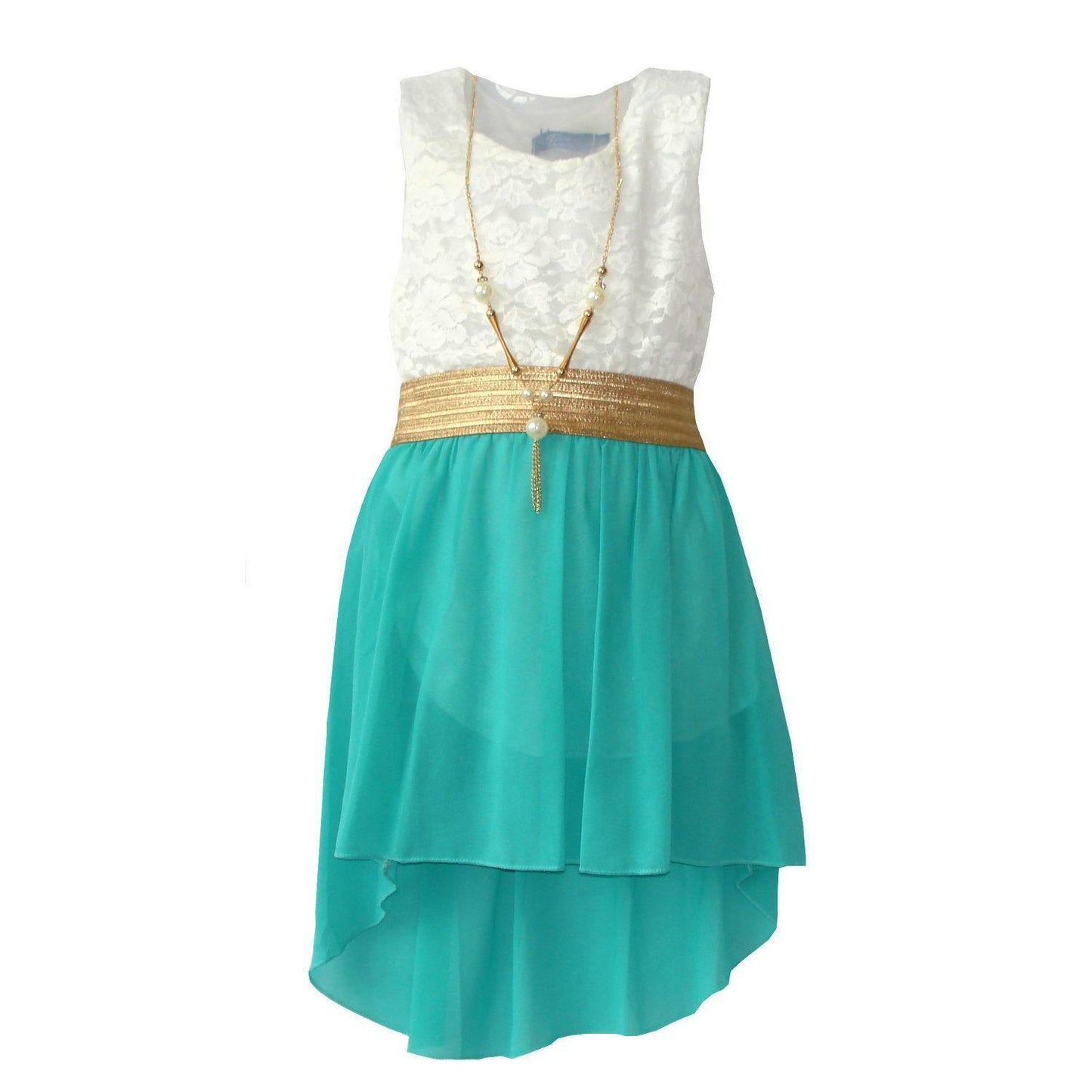 Girls Sleeveless Asymmetrical Chiffon Dress