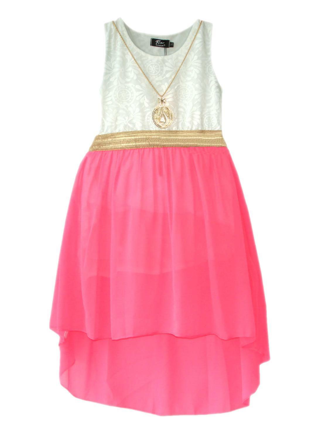 Girls Sleeveless Asymmetrical Chiffon Dress