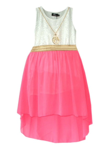 Girls Sleeveless Asymmetrical Chiffon Dress