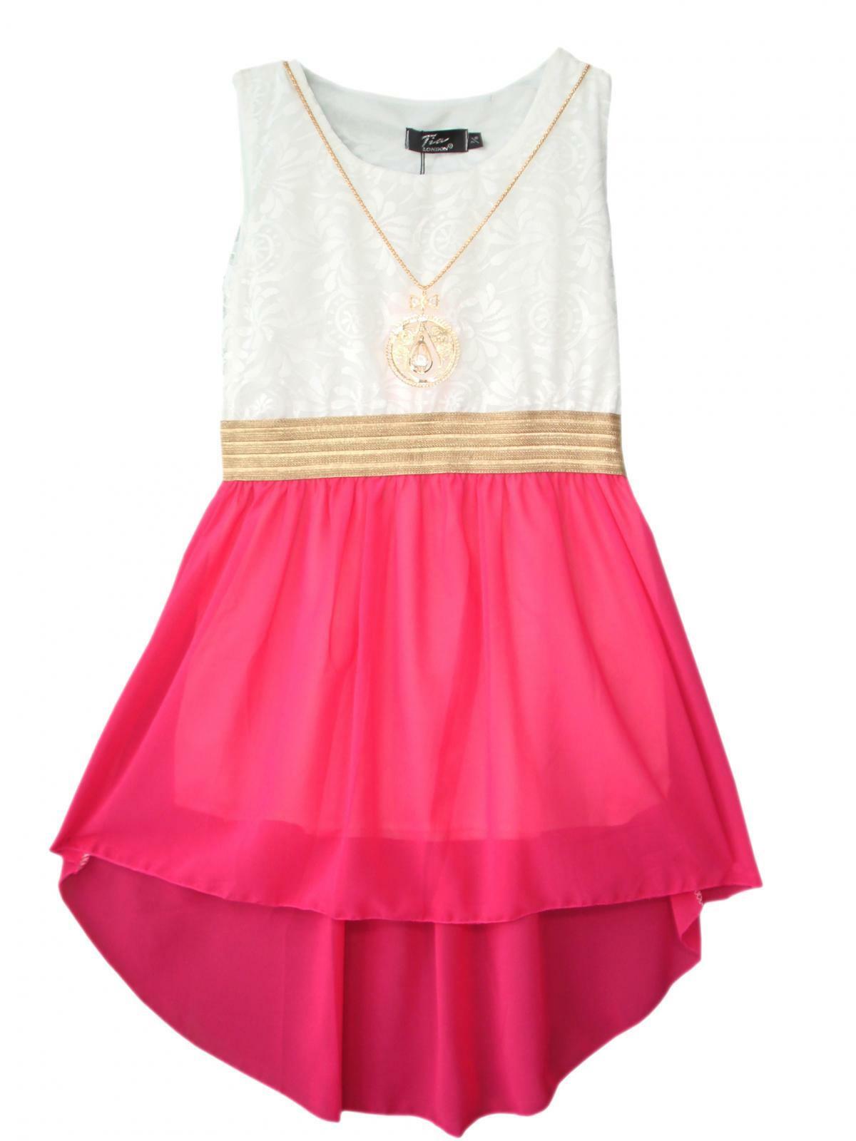 Girls Sleeveless Asymmetrical Chiffon Dress