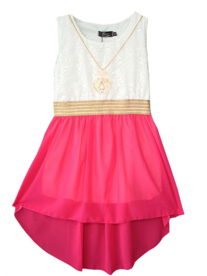 Girls Sleeveless Asymmetrical Chiffon Dress