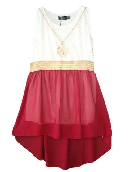 Girls Sleeveless Asymmetrical Chiffon Dress
