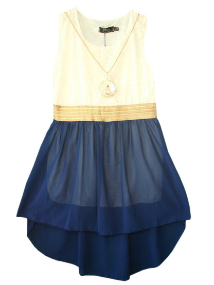 Girls Sleeveless Asymmetrical Chiffon Dress
