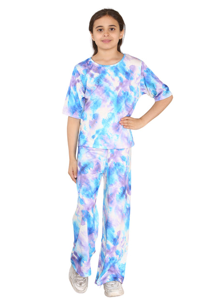 Girls Tie Dye Pyjamas T-Shirt and Trouser Set