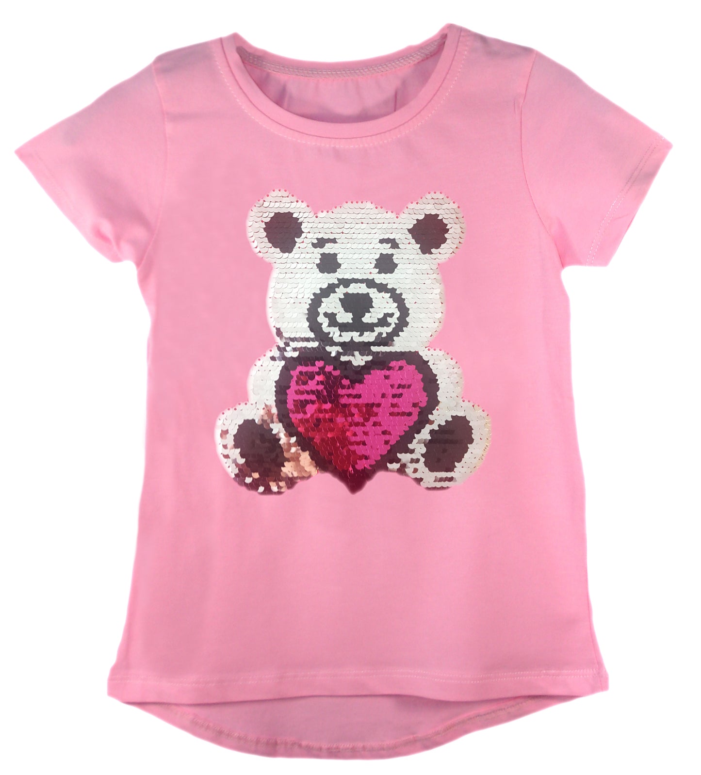 Girls Shiny Sequin Face T-Shirt
