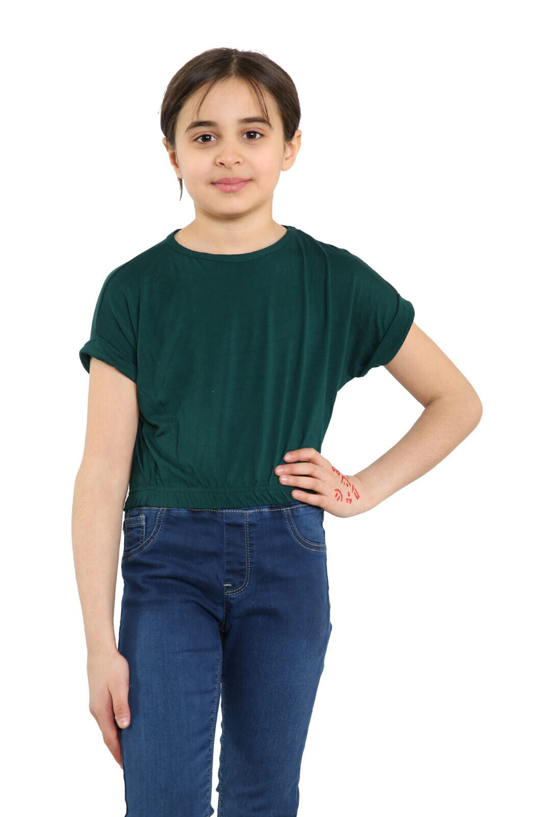 Girls Batwing Neon Crop Top T-Shirt