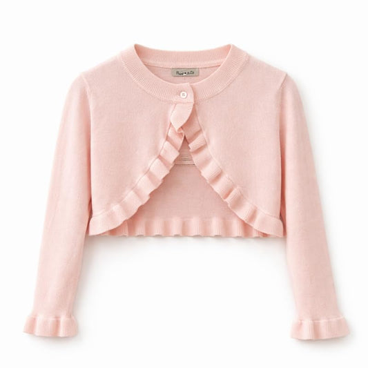 Girls Bolero Cardigan Shrug Ruffle Trim Long Sleeve Crop Kids 3–13 Party