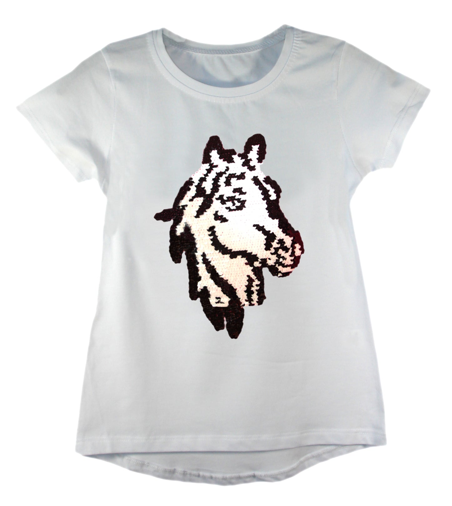 Girls Shiny Sequin Face T-Shirt