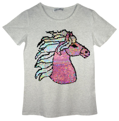 Girls Animal Sequin Brush Changing T-Shirts