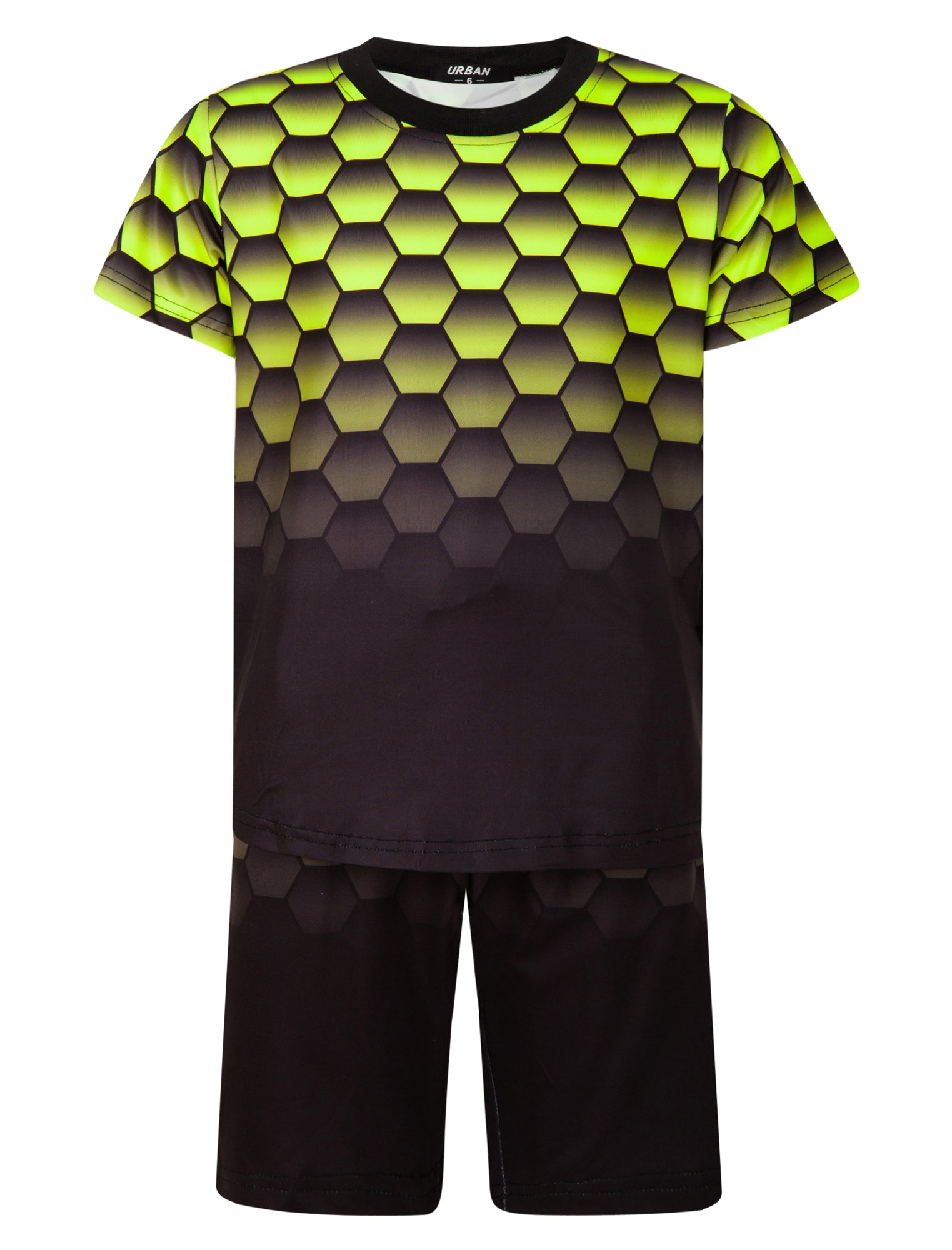 Boys Summer T-Shirt And Shorts Set - Yellow Honeycomb