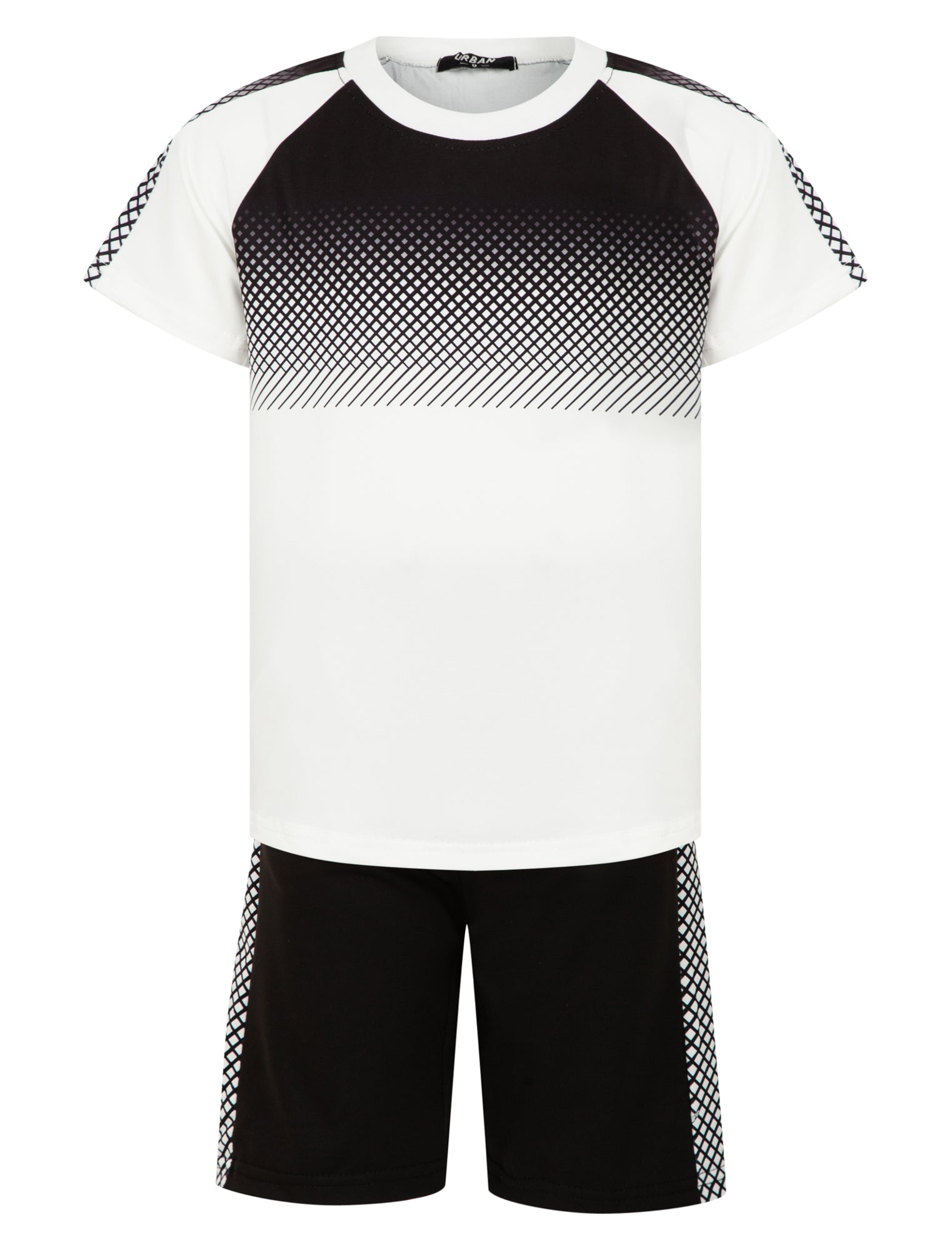 Boys Summer T-Shirt And Shorts Set - White Square