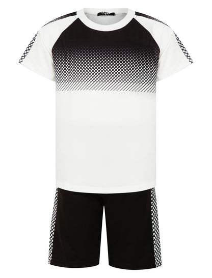 Boys Summer T-Shirt And Shorts Set - White Square