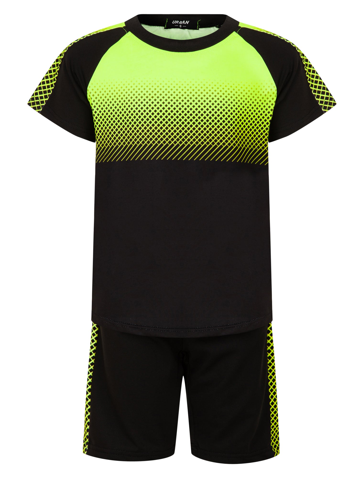 Boys Summer T-Shirt And Shorts Set - Yellow Square