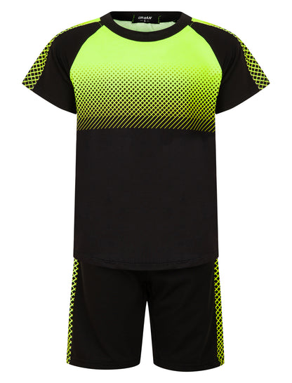 Boys Summer T-Shirt And Shorts Set - Yellow Square