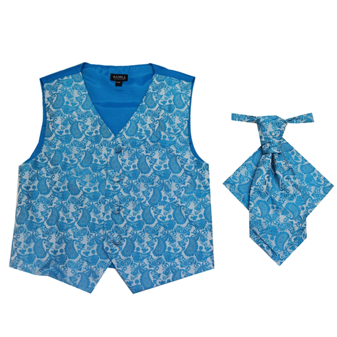 Boys 2 Piece Paisley Waistcoat Cravat Set
