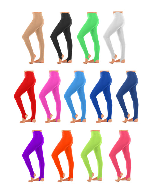 Girls Stirrup Leggings Plain Stretchy Gymanstic School Dance Microfibre Pants