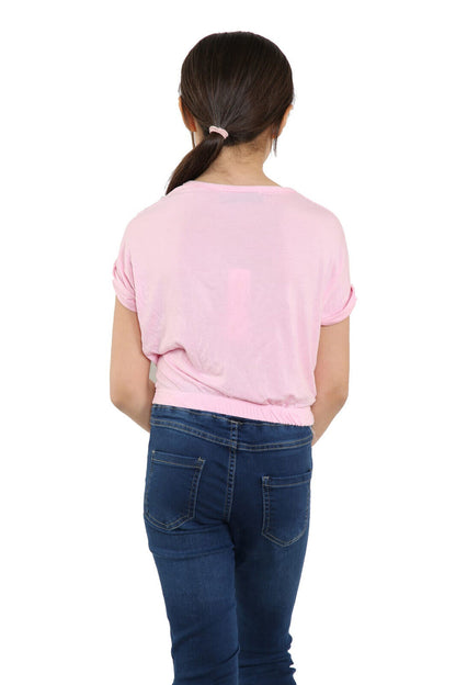 Girls Batwing Neon Crop Top T-Shirt