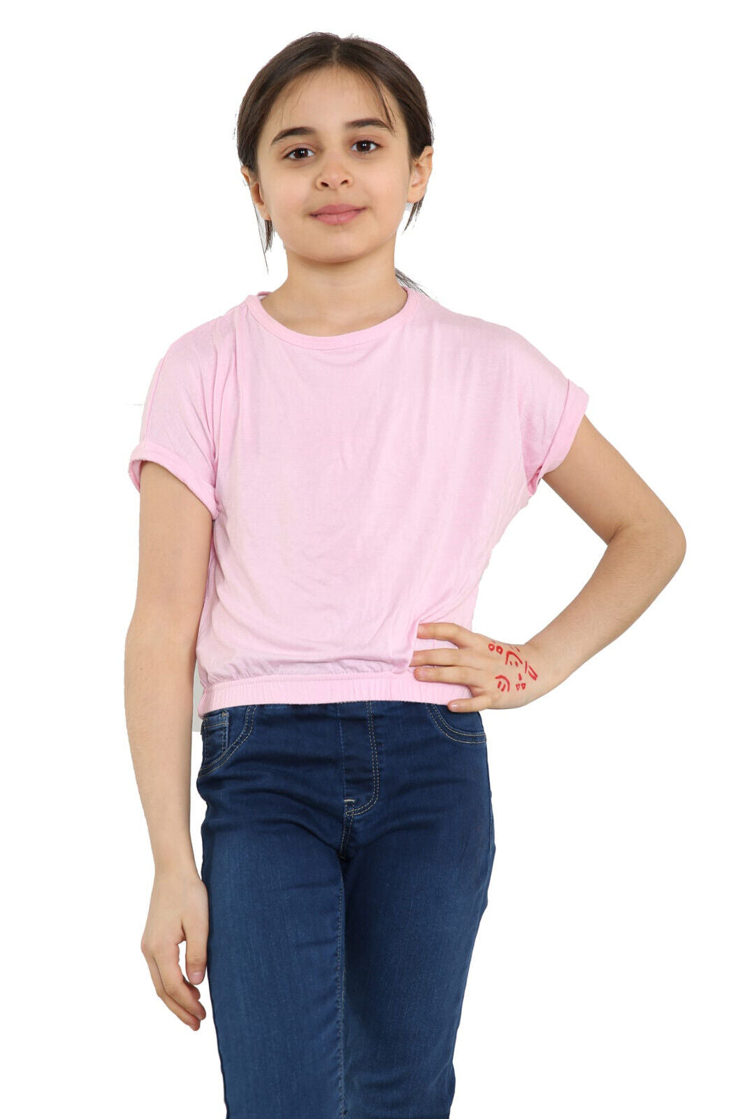 Girls Batwing Neon Crop Top T-Shirt