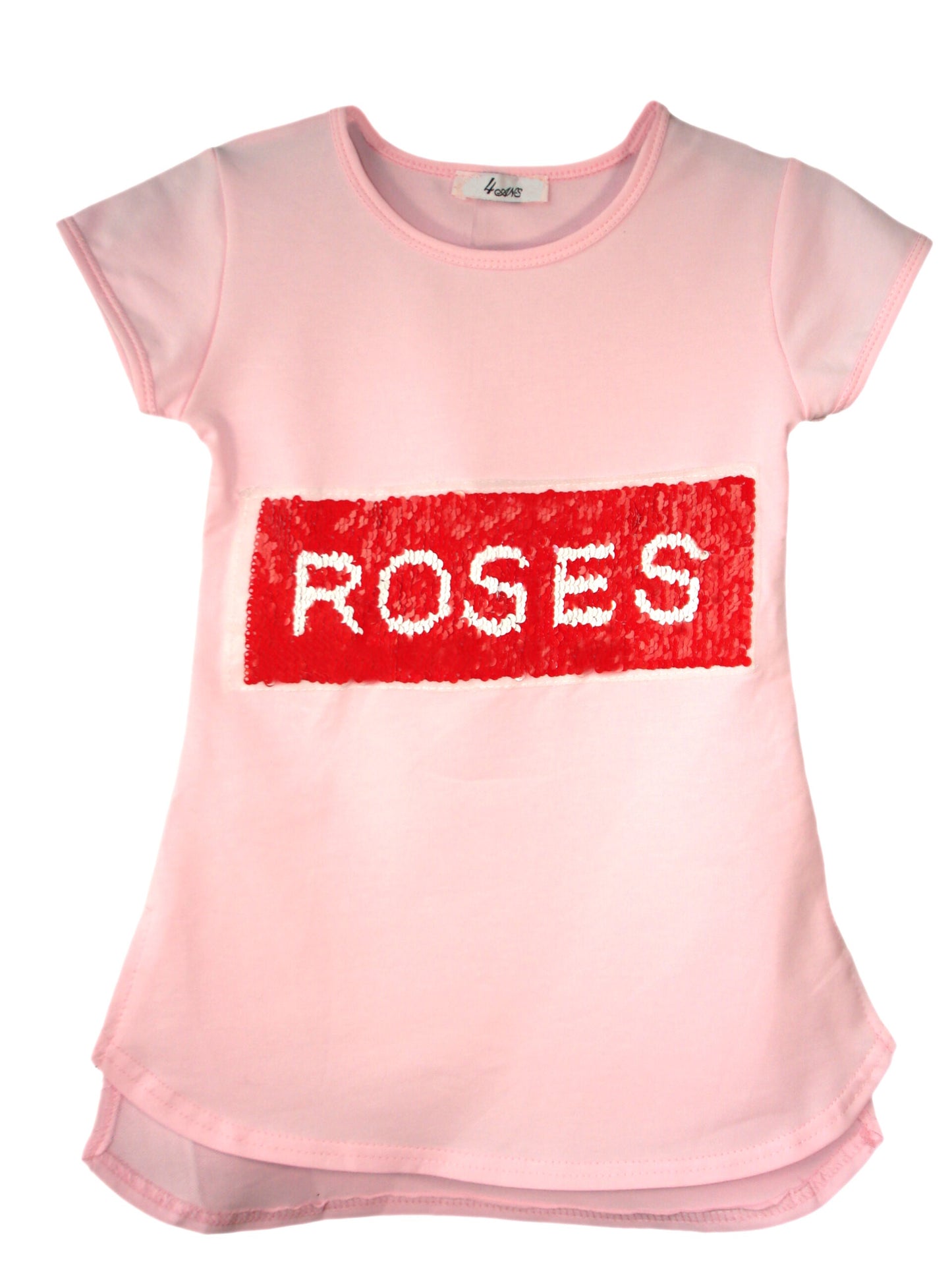Girls Cat, Roses & Pearls Long T-Shirt Mini Dress