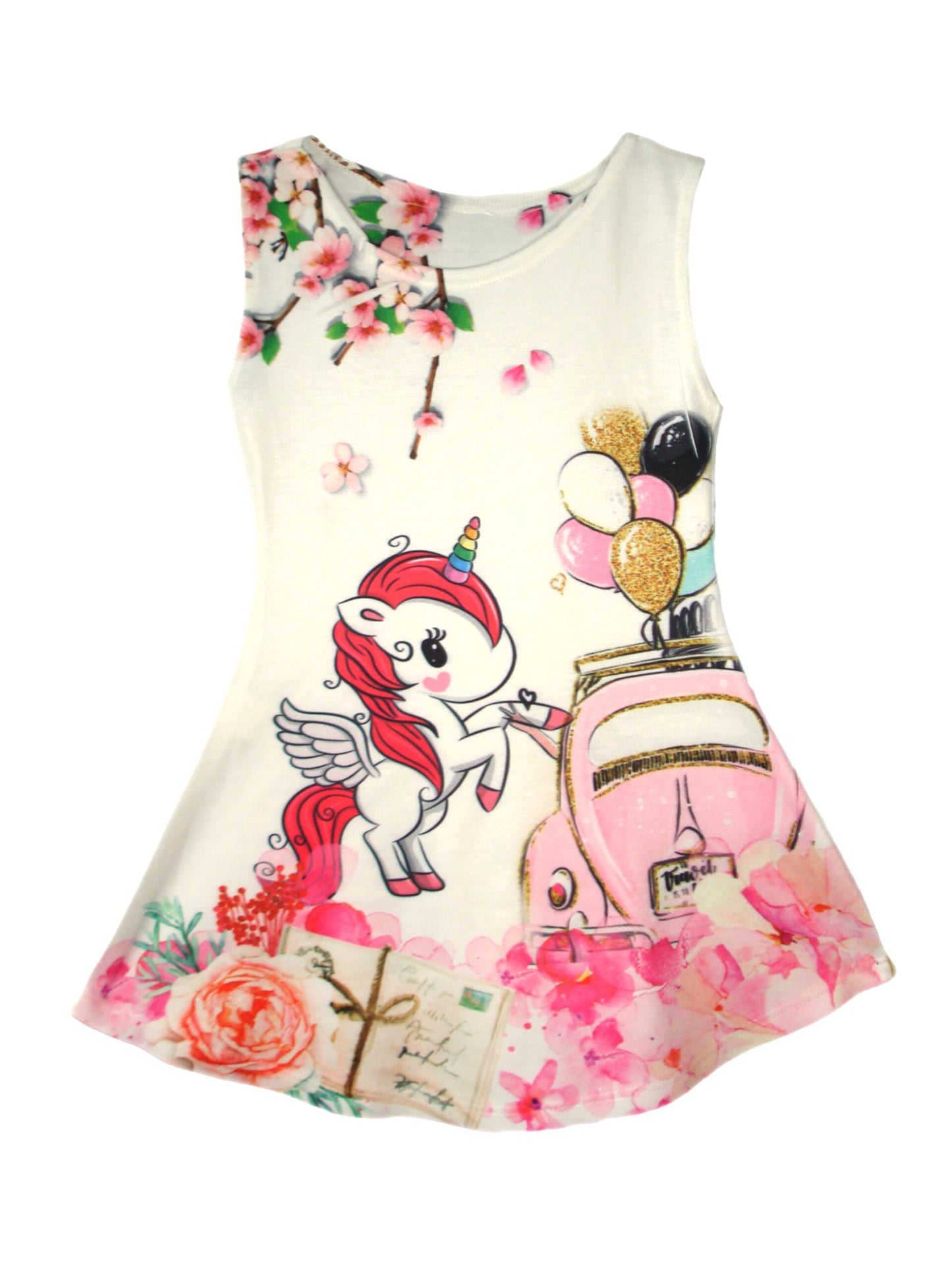 Girls Unicorn Summer Swing Dress
