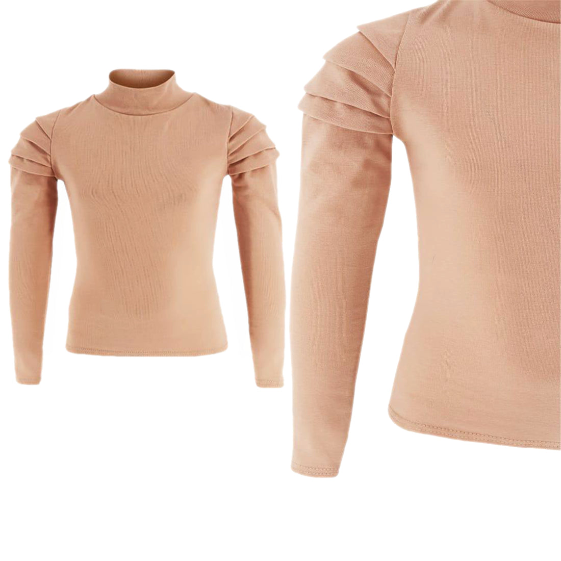 Girls Ruched Sleeve Lounge Wear Tracksuit - Beige