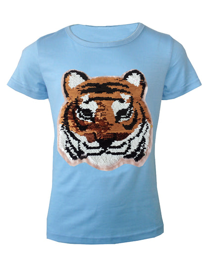 Girls Animal Sequin Brush Changing T-Shirts